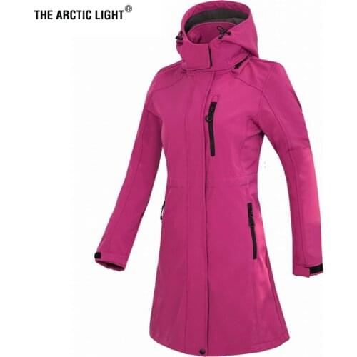 THE ARCTIC LIGHT Womens Soft shell Fleece Long Jacket Outdoor Windbreaker Hiking Camping Trekking Climbing Female Coats Winter