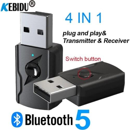 Bluetooh 5.0 Mini USB Audio Receiver Transmitter 4 IN 1 Stereo Wireless Bluetooth Adapter 3.5 AUX Jack RCA For TV PC Car Music