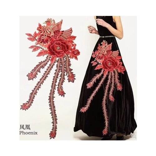 Large Phoenix patch Water Soluble Embroidered Cheongsam Clothes Decoration Accessories DIY Hand Sewing