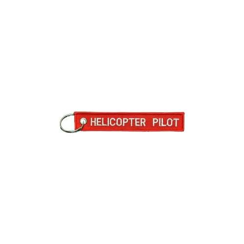 Helicopter Pilot Red Embroidered Keychain