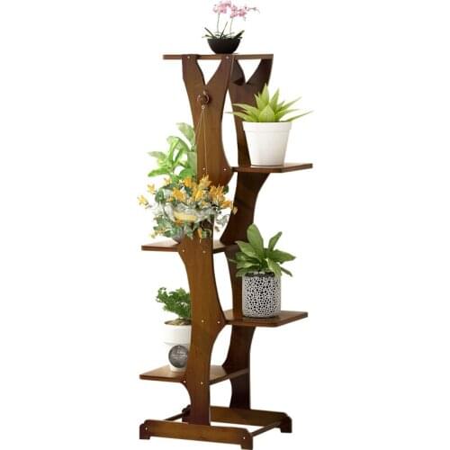 Flower Shelf Multi-layer Indoor Household Rack Balcony Flower Pot Rack Solid Wood Fleshy Living Room Green Plant Plant Stand