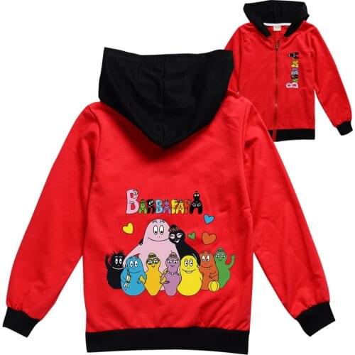 Barbapapa Cute Cartoon Doll Print Girl Kid Zipper Hoodie Baby Children Long Sleeve Casual Sweatshirt Tops Outer Coat Clothes
