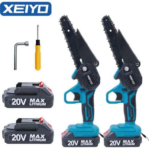 XEIYO 6 Inch Electric Chainsaw 20V Man Chain Saw Mini Pruning Trimmer Cutter Rechargeable Battery Hand Woodworking Power Tools