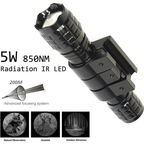 5W Torch 850nm Zoom Infrared Radiation IR LED Night Vision flashlight Zoomable Green-Red White LED Hunting Flashlight With Remot