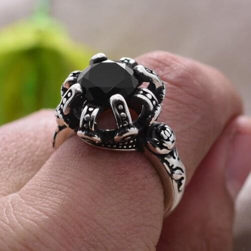 GCC101 925 Sterling Silver Original Big Black Crystal Unisex Ring Wholesale Man Women Party Gift No Fade