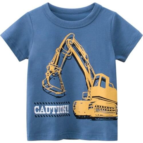 Summer 2021 Childrens T-shirt Kids Clothing Cotton Baby Boys Clothes Casual Style Cartoon Excavator Toddler Boy T-shirt 2-9Y