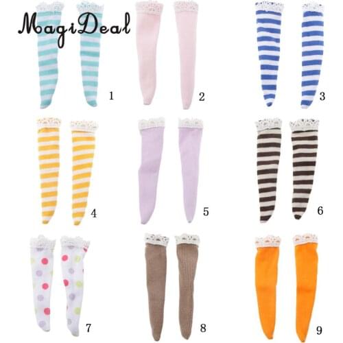 MagiDeal High Quality 1Pair Knit Cotton 1/6 Stockings Lace Socks for 12 Inch BJD Dolls Clothes Great Costome Acce Gift 9Colors
