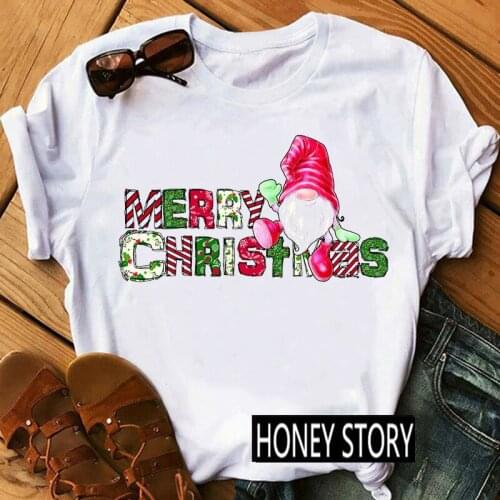 Merry Christmas Letters Cute T-shirt New Fashion Short Sleeve Women Tshirts Ladies Harajuku Clothes Unisex Casual Tops Tee