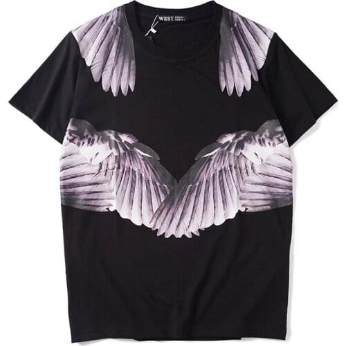 Men luxury New High Fashion T Shirts angels Feathers wing Casual T-Shirt Hip Hop Skateboard Street Cotton T-Shirts Tee Top #Z10