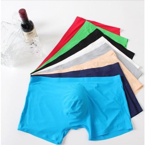 Ice Silk Mens Underwer Boxers Seamless One Piece Low Waist Breathable Male Underpants