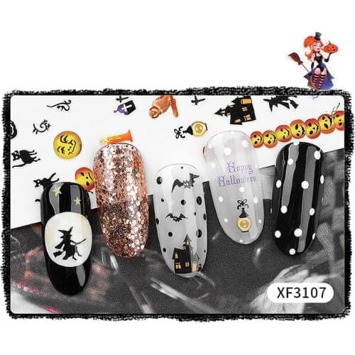 Halloween Series Nail Sticker Pumpkin Lantern Skeleton Spider Vampire Decals For Nail Art DIY Decoration Tools Party Decor 2021