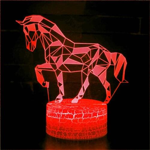 Newest 3D LED Animal Horse Night Light Creative Dining Table Bedside Lamp Romantic Horse Lantern Children Home Decoration Gift