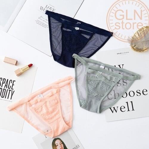 148 Spring/Summer New Lace Panties Ladies Bikini Transparent Hollow Panties Sexy Low Waist Seamless Panties Girls