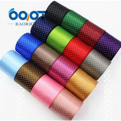 OOOT BAORJCT 176221 38MM , white Polka Dots satin Ribbon , 10 yards The tape for Sewing , DIY Headdress Accessories Handmade