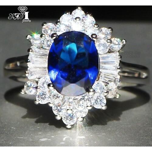 Wholesale YaYI Jewelry Fashion Princess Cut 6CT Blue Cubic Zirconia Silver Color Engagement Wedding Party Heart Rings