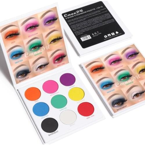 9 Colors Matte Shimmer Eyeshadow Palette Waterproof Lasting Glitter Diamond Pigment Highlighter Eyeshadow Powder Makeup Cosmetic