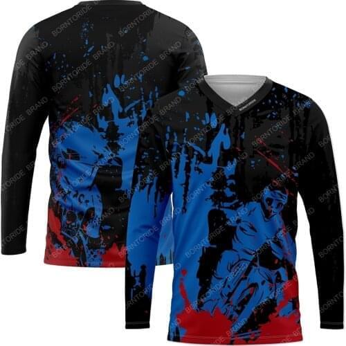 Full Sleeves MTB Jersey Quickdry Motocross Wear BMX Cycling Mountain Bike Clothing Downhill Outdoor Sport T Shirt