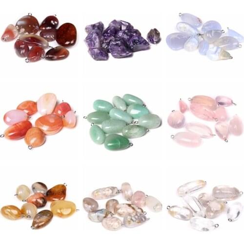 5pcs Natural Stone Pendant Irregular Shaped Healing Crystal Quartz Pendant for Jewelry Making DIY Necklace Earrings Accessories