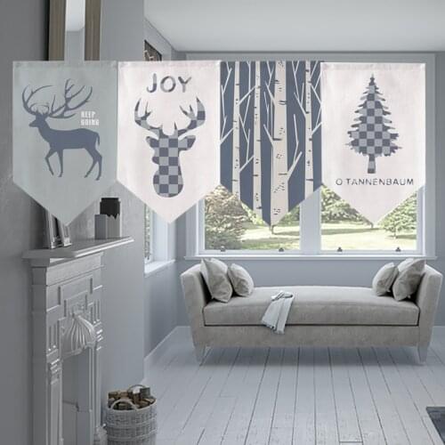 Nordic Elk Half Curtain Triangular Curtain Short Curtain Decorative Curtain Cool Kitchen Restaurant Partition Curtain