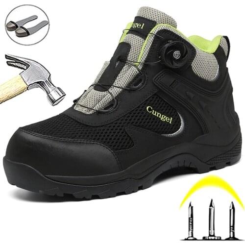 Pop Nice Work Safety Boots Men Outdoor Military Boots Indestructible Shoes Outdoor Tactical Boots Puncture-Proof Male Work Shoes