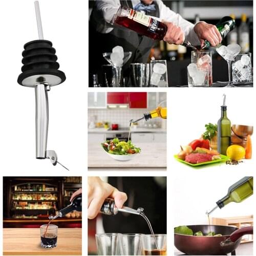 Pour Spout Stainless Steel Wine Pourer Beer Liquor Olive Oil Bottle Pour Spout Nozzle Barware Rubber Cork Stopper Plug Dispenser