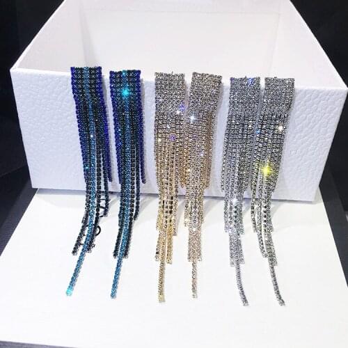 Simple and stylish luxury Fashion jewelry tassel earrings female crystal from Swarovskis jewelry allergy-free environment