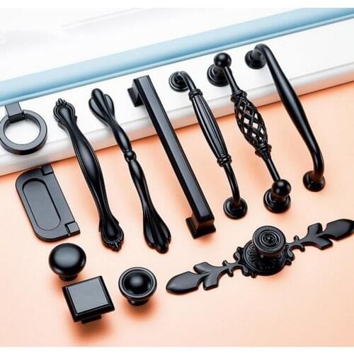 Hole spacing 96mm Zinc Alloy Black Cabinet Handles American style Kitchen Door Pulls Drawer Knobs Furniture Handle