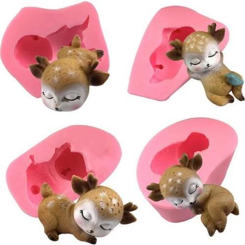 3D Silicone Mold Cute Cartoon Deer Shape Chocolate Fudge Mold Cake Decoration Tools Kitchen Baking Accessories 4 Styles