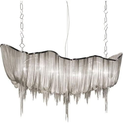 Modern Boat Tassel Shade Chandelier Aluminum Chain Suspension Lamp For Living Room restaurant Home Chandelier Lighting PA0021