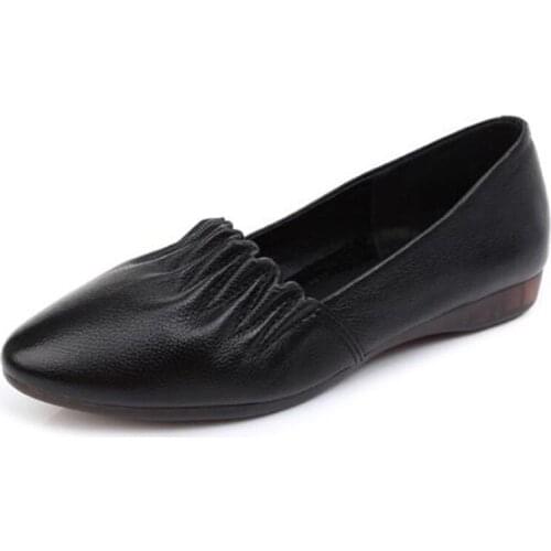 2021 Newest Large Size Spring Shoes Flat Soft Comfortable Pregnant Women Shoes Fashion Casual Shoes Mother Genuine Leather Shoes