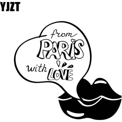YJZT 13.8*12.7CM Sweet Mouth From Paris With Love Car Black/Silver Car Sticker Vinyl Decal Popular Fashion Style C20-0848