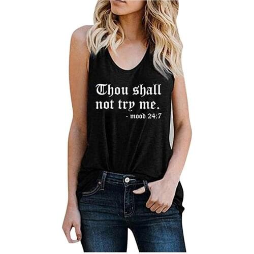Funny Women Fashion Letter Print Sleeveless T-Shirt Summer Casual Tank Top Blouse Vest Beach Tunic Shirts Fashion Tops