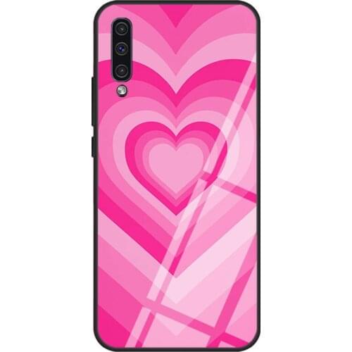 Pink Love Heart Coffee Latte Women Tempered Glass Case For Samsung A52 A12 A32 A42 A72 A31 A51 A71 A40 A50 A70 A20e A21S