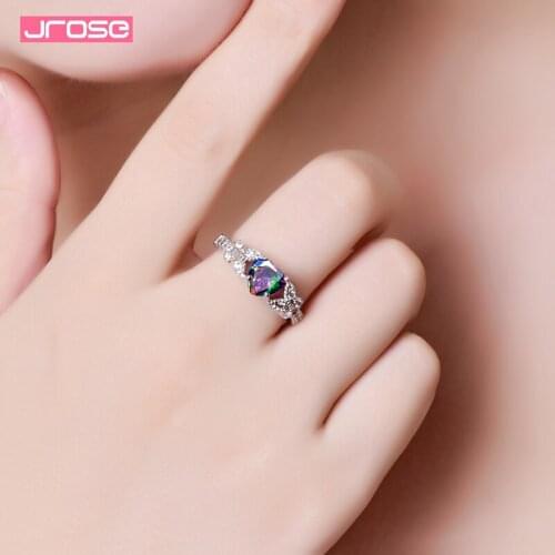 Jrose Fashion Jewelry 925 Silver Rings for Women Colored Stone Wedding Engagement Ring Free Shipping