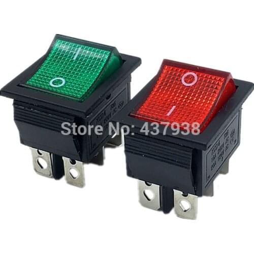 1PC Latching KCD4 Rocker Switch 6 pins with Light 2 Position ON OFF 16A 250V/20A 125VAC Power Switch