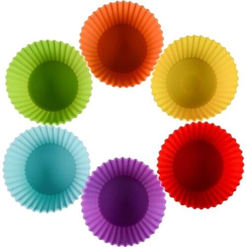 10Pcs/Set Silicone Cake Mold Round Shaped Muffin Cupcake Baking Molds Kitchen Cooking Bakeware Maker DIY Cake Decorating Tools