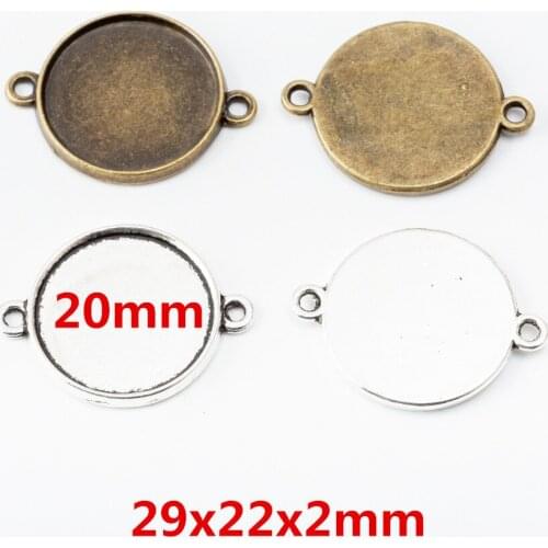 10 pcs round photo frame connectors 20mm ancient bronze zinc alloy suitable for bracelet DIY metal jewelry found 6265