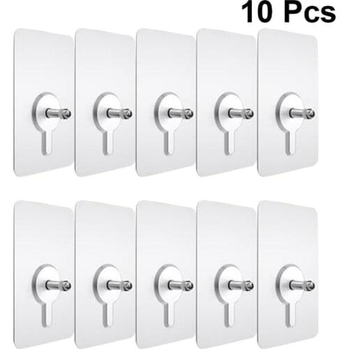 10pcs Wall Picture Hook Punch-free Non-marking Screw Stickers Traceless Hardwall Drywall Picture Hanging Kit Photo Frame Hanging