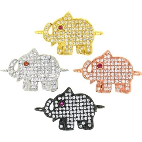 10pcs New Style Bracelet Connector Zinc Alloy Cz Cubic Zirconia Blue Elephants For Jewelry Making Diy Jewelry