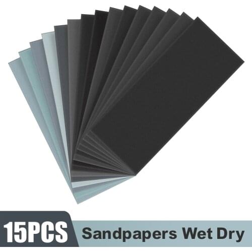 15Pcs Sandpapers Wet Dry Use Assorted Sand Paper Sheets Home Coarse 150-7000 Grit Polishing Car Metal Glass Wood Sandpaper Tools
