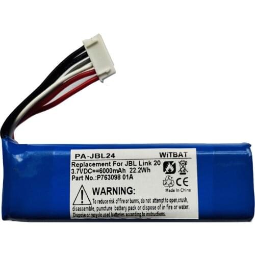 3.7V 6000mAh Battery for JBL Link 20 Bluetooth audio battery Li-ion Rechargeable Accumulator ReplaceableP763098 01A
