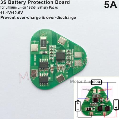 3S 5A 11.1V 12.6V 18650 Li-ion Lithium Battery BMS Protection PCB Board Triangle Prevent overcharge and overdischarge