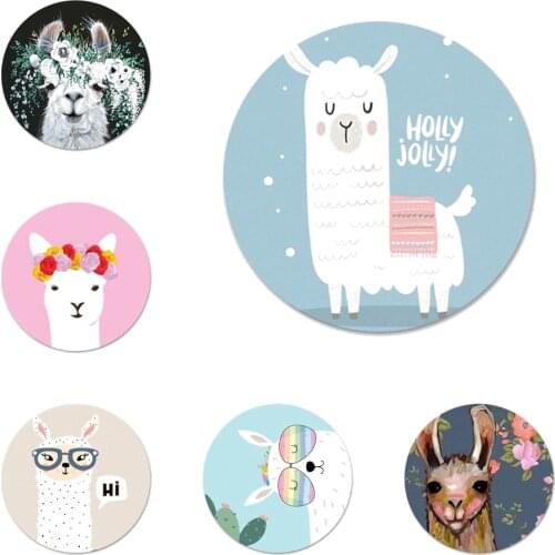 58mm Llama Alpacas Black Icons Pins Badge Decoration Brooches Metal Badges For Backpack Decoration