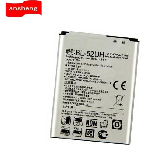 High Quality 2100mAh BL-52UH Battery for LG Spirit H422 D280N D285 D320 D325 DUAL SIM H443 Escape 2 VS876 L65 L70 MS323