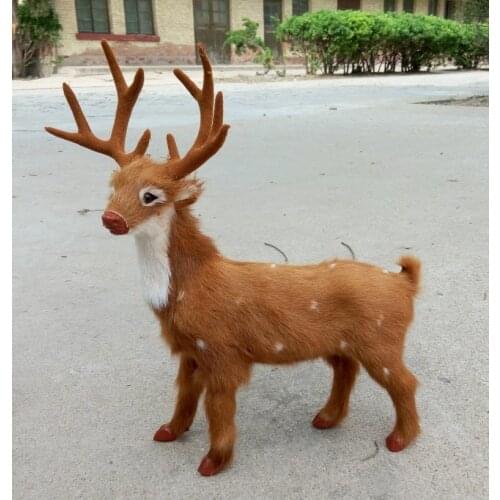 Large 35x30cm sika deer hard model,polyethylene&fur toy,prop.home decoration,Xmas gift 2263