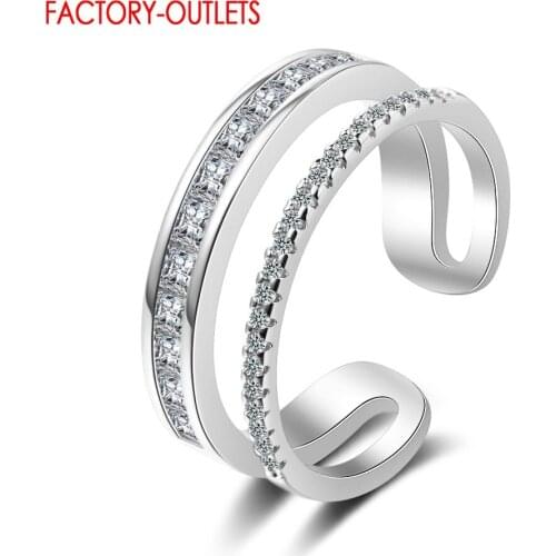 Fast Ship 925 Sterling Silver Open Finger Womens Rings With Small Bright CZ Stone Anniversary Fashion Jewelry Girlfriend Gift