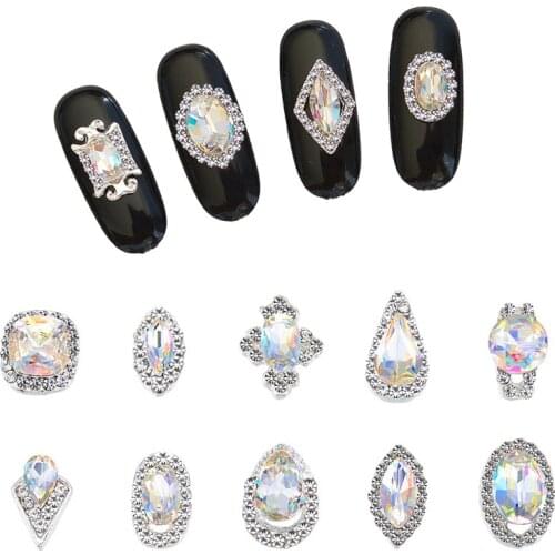 CHNRMJL 20Designs/Pack Alloy zircon Nail Rhinestone Cristal AB Gems Studs 3D Charm DIY UV Gel Nails Polish Art Decorations