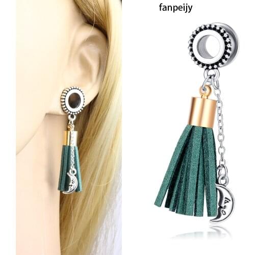 Fanpeijy 2pcs Stainless Steel Screw Earring Gauges Tunnels Dangle Ear Plugs Stretching Expander Kit Piercing Plugs Eyelet 6-20mm