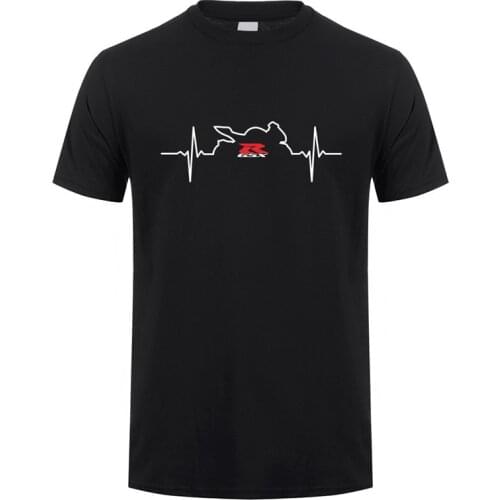 Summer New GSXR 600 1000 GSX R T Shirts Men Tee Short Sleeve Cotton Motorcycle Heartbeat Tshirts Tops LH-235