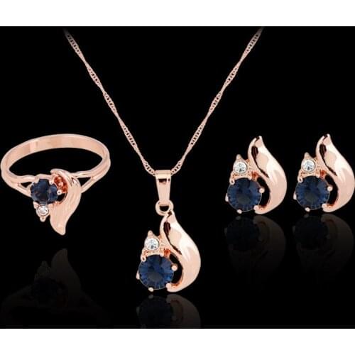 Hot women wedding pendant necklace earring ring jewelry set